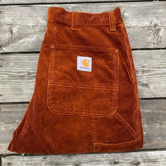 RARE Carhartt WIP Single Knee Corduroy Pants - Brandy Orange Size 32 - Picture 2 of 11